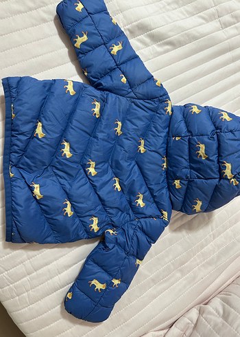 LC Waikiki Kapüşonlu Mavi Desenli Erkek Çocuk Mont