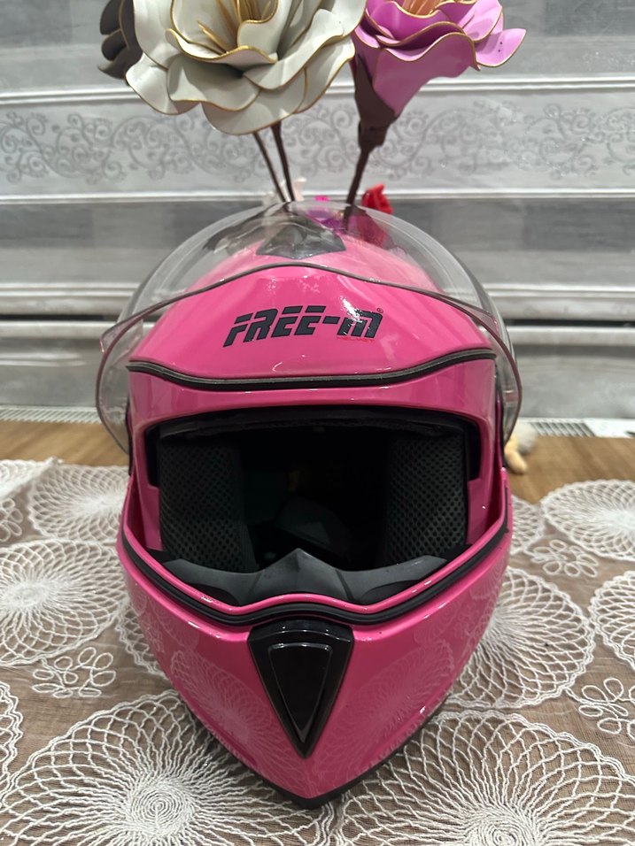Pembe Parlak Biker Motosiklet Kaskı - Görsel 2