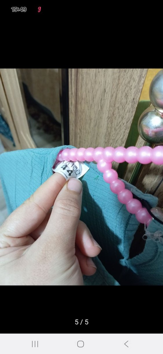 Uzun Kollu Düğmeli Turkuaz Keten Tunik - Görsel 5