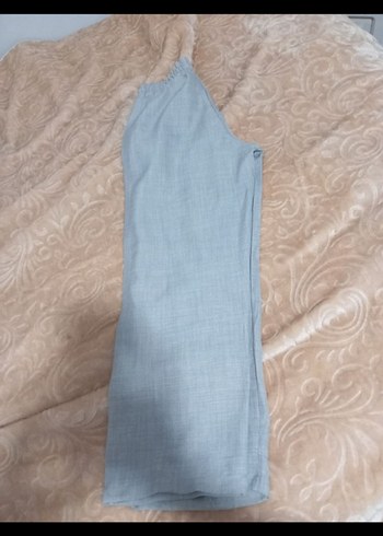 Gri Keten V Yaka Kısa Kollu Bluz - Görsel 5