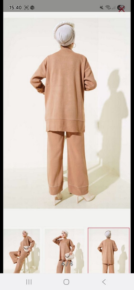 Bej Kadın Salaş Uzun Takım - Görsel 4