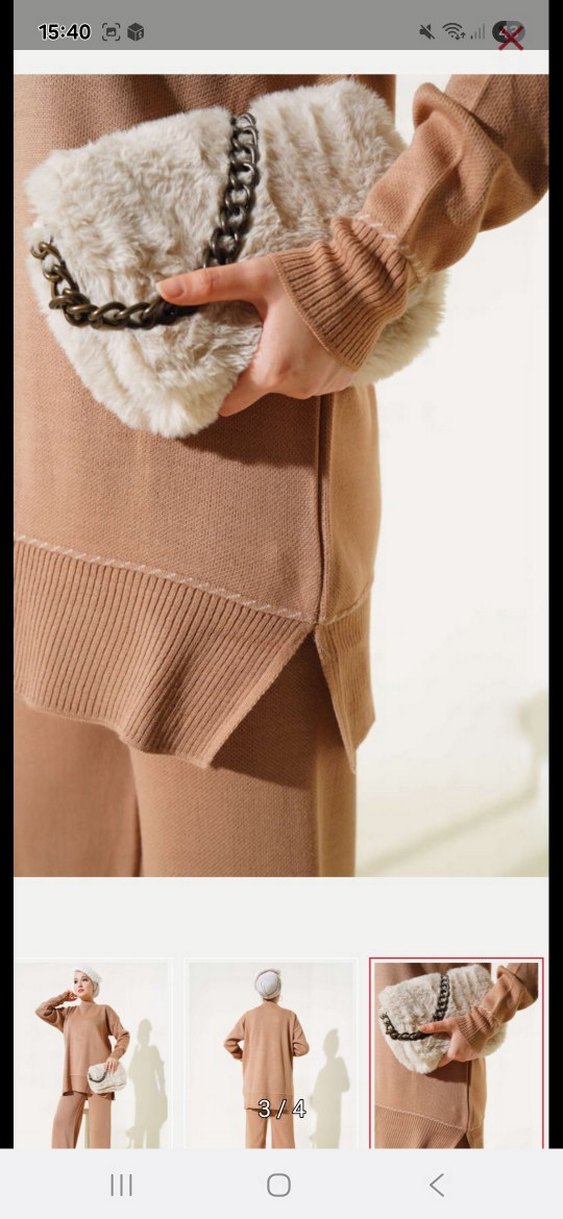 Bej Kadın Salaş Uzun Takım - Görsel 3