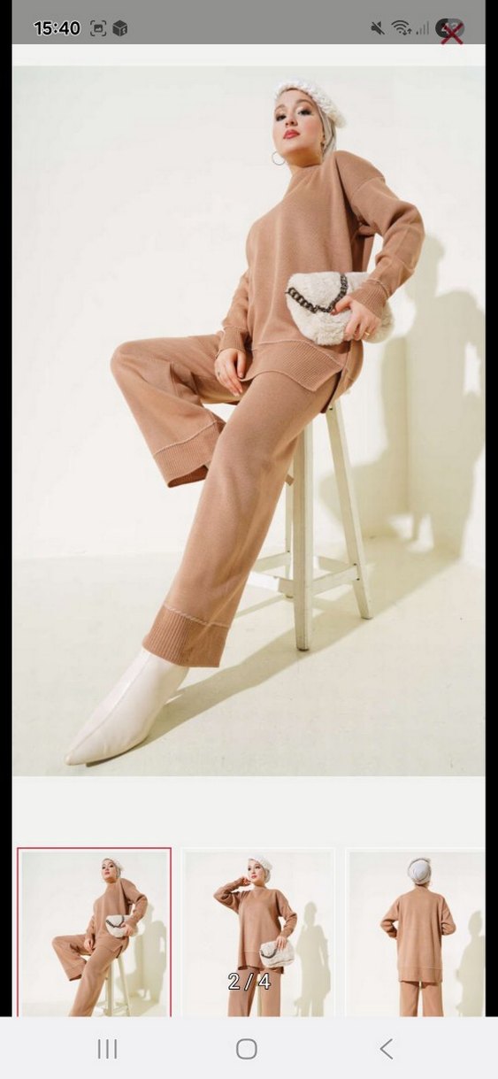 Bej Kadın Salaş Uzun Takım - Görsel 2