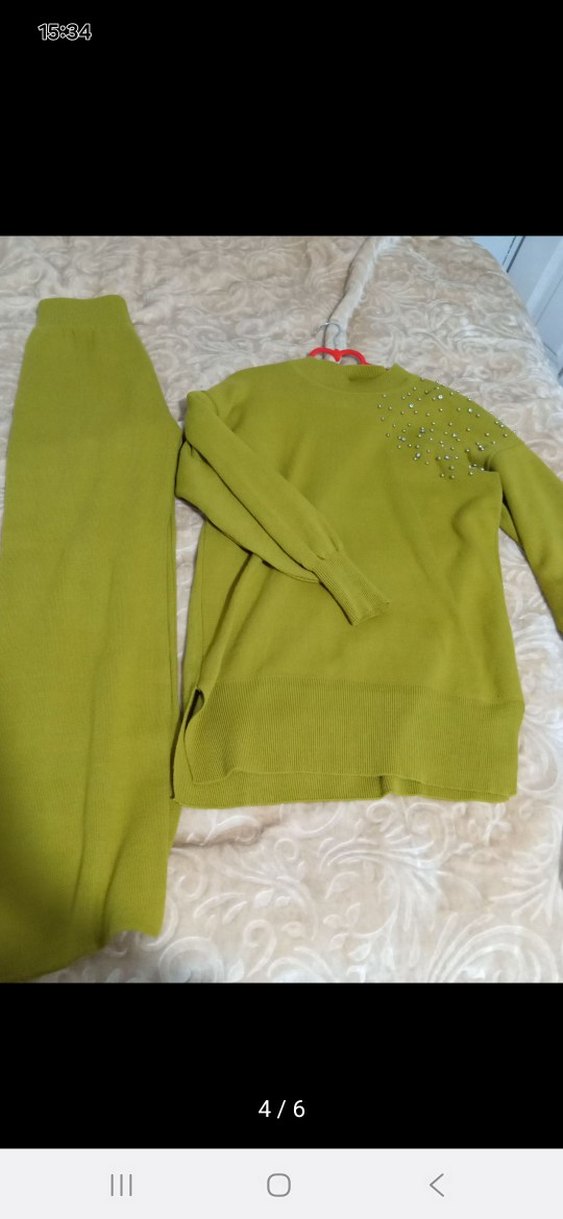 Sarı Uzun Kollu Boğazlı Triko Kazak - Görsel 2