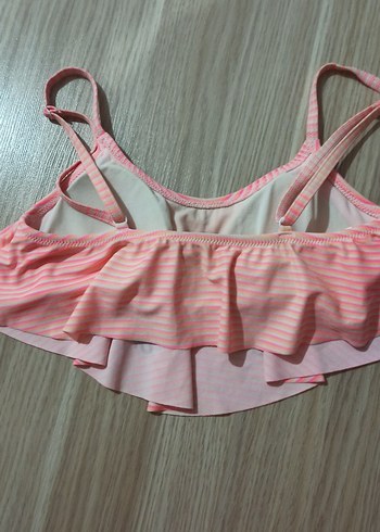 xs Beden Pembe Çizgili Askılı Bikini Üstü