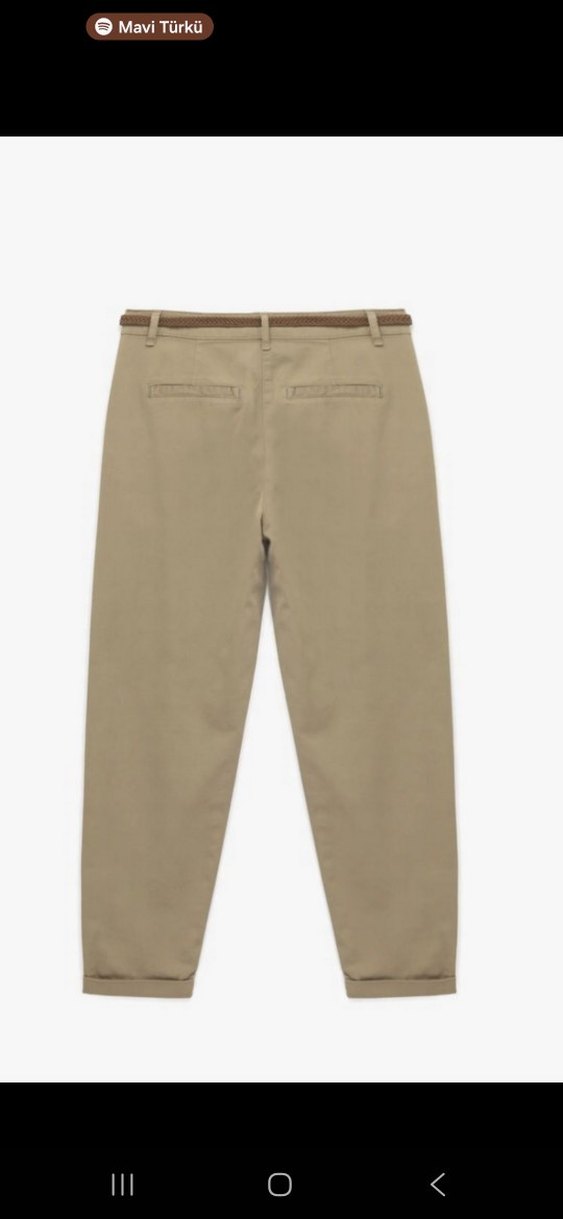 koton Kadın Kemerli Bej Boyfriend Pantolon - Görsel 3