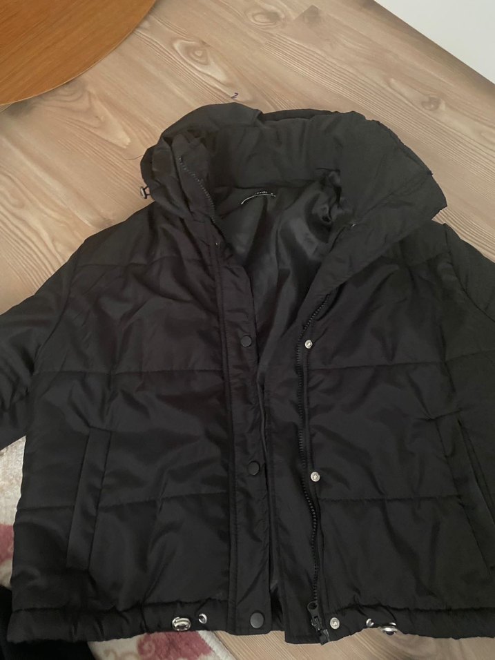 Düğmeli Siyah Midi Kadın Mont - Görsel 2