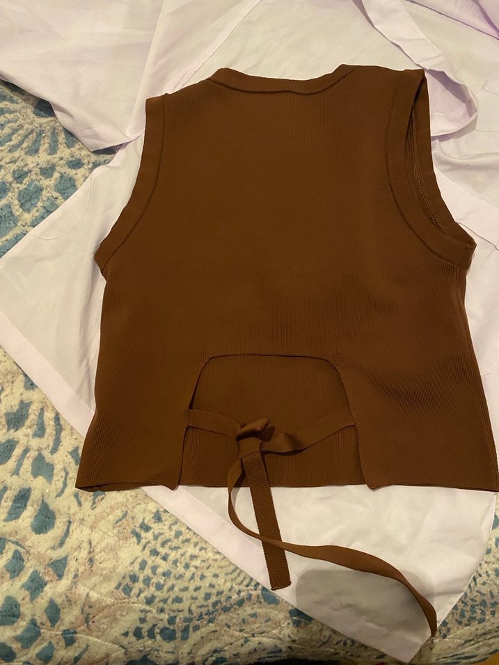 Kadın Kahverengi Kolsuz Basic Atlet - Görsel 2