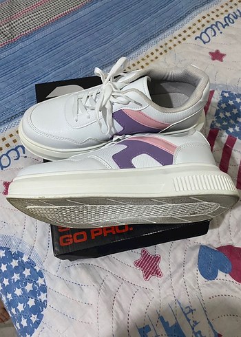 Beyaz Pastel Kadın Spor Ayakkabı Platform Topuklu - Görsel 3