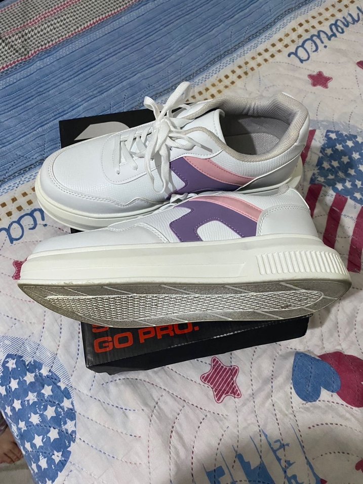 Beyaz Pastel Kadın Spor Ayakkabı Platform Topuklu - Görsel 3