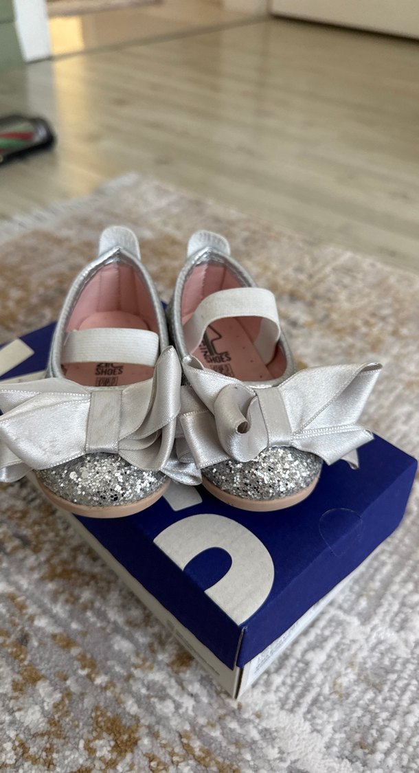 Kız Çocuk Gri Fiyonklu Babet Ayakkabı - Görsel 4