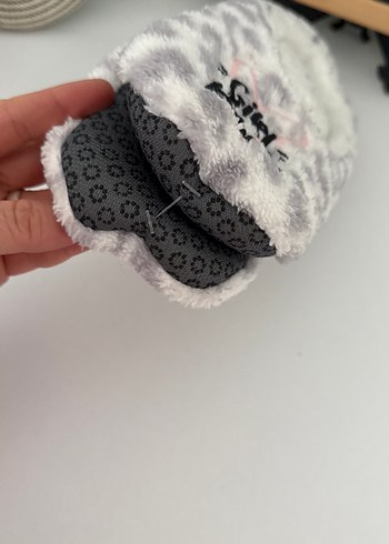 Kızlara Özel Sıcak Gri Zebra Desenli Ev pandufu - Görsel 3