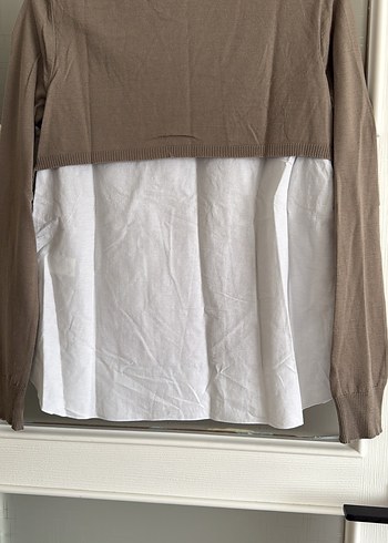 Bej Keten Uzun Kollu Salaş Triko - Görsel 2