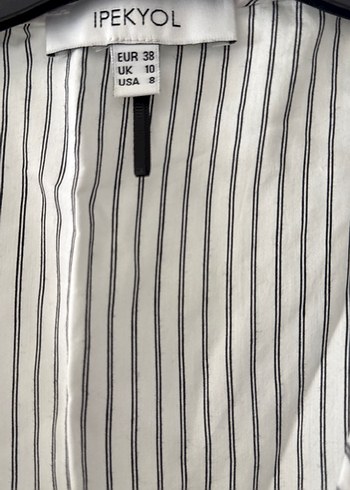 Omuzları Açık Çizgili Kadın Gömlek - Görsel 4