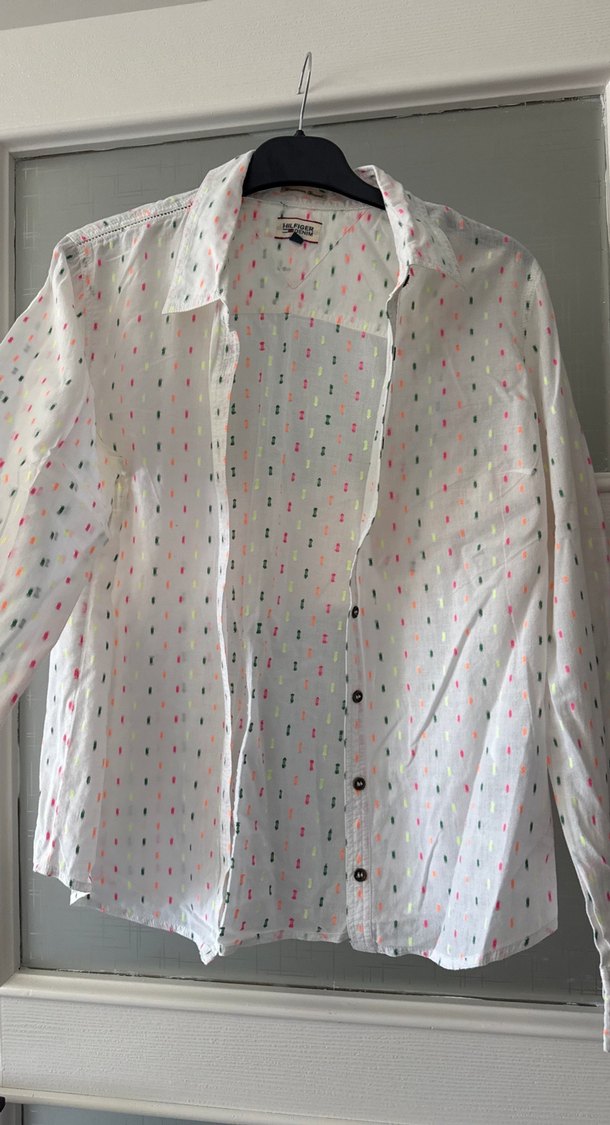 Düğmeli Pamuklu Beyaz Uzun Kollu Gömlek - Görsel 5