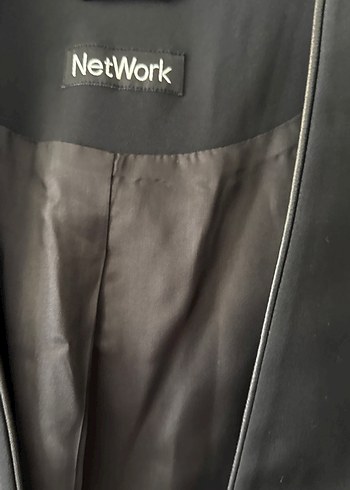 Kadın Siyah Deri Bantlı Blazer Ceket - Görsel 6