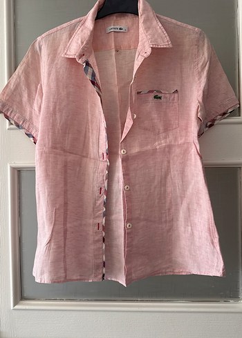 Pembe Keten Kısa Kollu Erkek Gömlek - Görsel 2