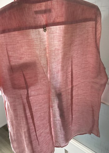 Pembe Keten Kısa Kollu Erkek Gömlek - Görsel 5