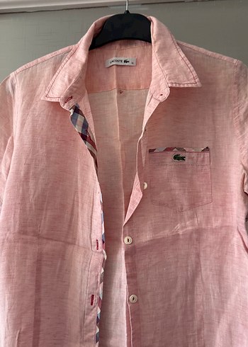 Pembe Keten Kısa Kollu Erkek Gömlek - Görsel 3