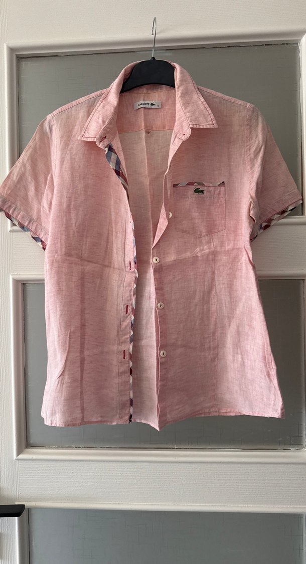 Pembe Keten Kısa Kollu Erkek Gömlek - Görsel 2