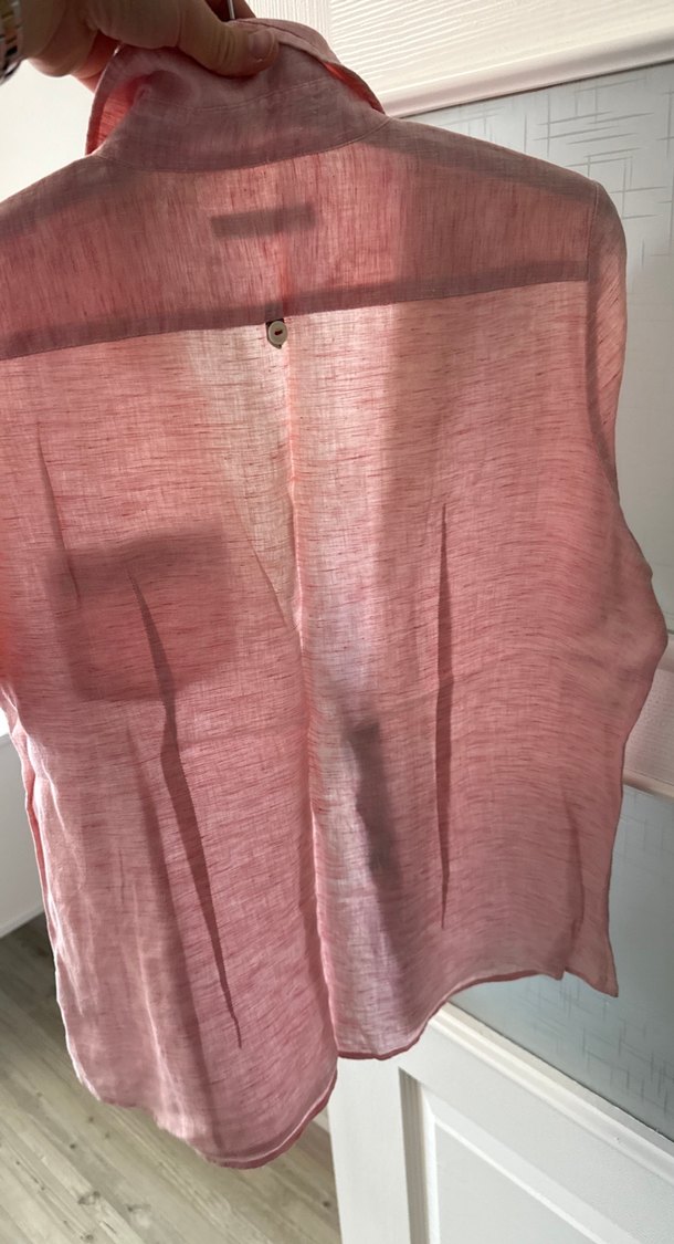 Pembe Keten Kısa Kollu Erkek Gömlek - Görsel 5