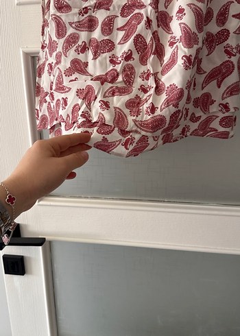 Bordo Desenli Kolsuz Mini Bluz - Görsel 4