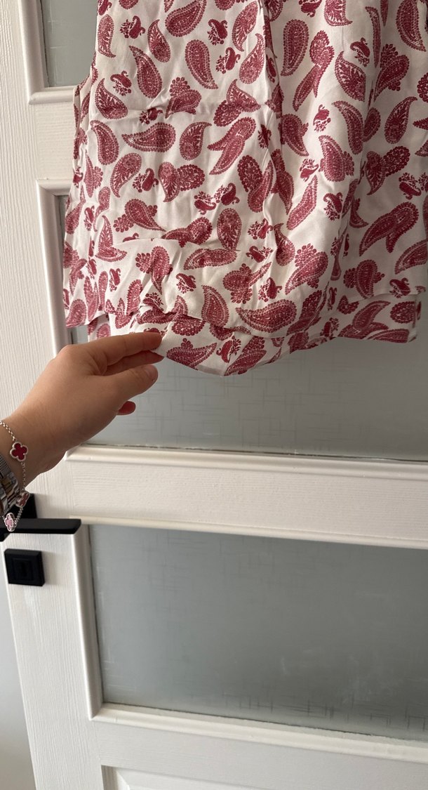 Bordo Desenli Kolsuz Mini Bluz - Görsel 4