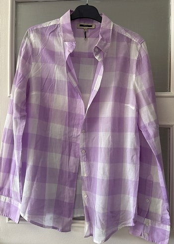 Kadın Mor Düğmeli Uzun Kollu Gömlek - Görsel 2