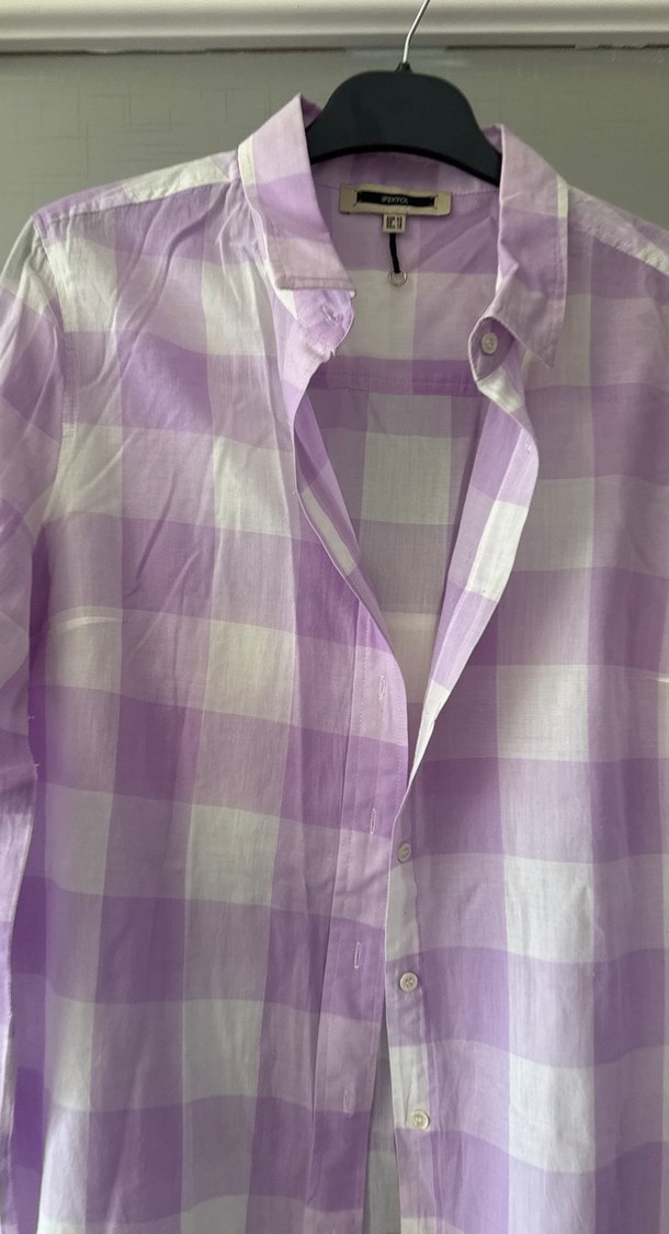 Kadın Mor Düğmeli Uzun Kollu Gömlek - Görsel 3