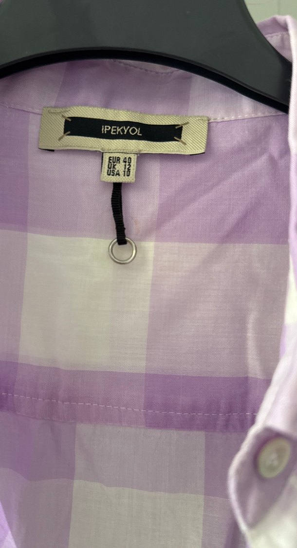 Kadın Mor Düğmeli Uzun Kollu Gömlek - Görsel 4