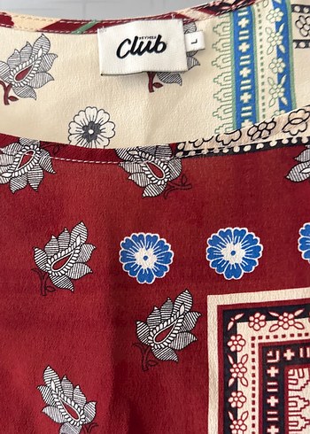 Bordo Desenli Bohem Kadın Bluz - Görsel 4