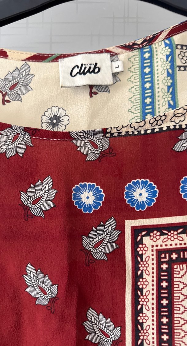 Bordo Desenli Bohem Kadın Bluz - Görsel 4