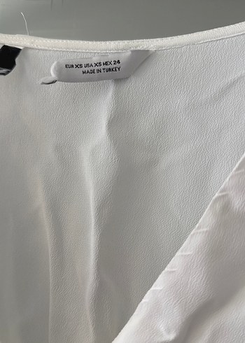 Beyaz V Yaka Uzun Kollu Keten Kadın Gömlek - Görsel 5