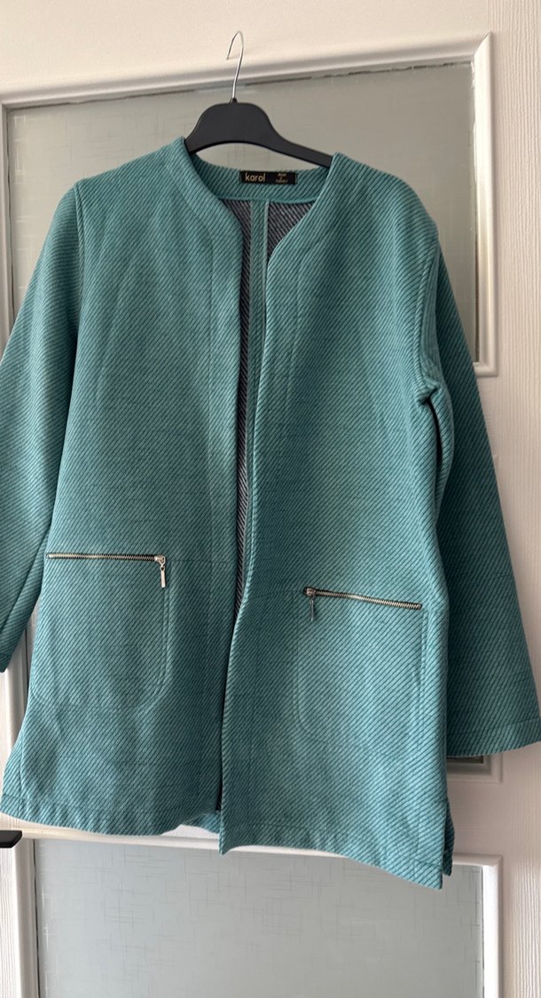 Turkuaz Fermuarlı Midi Kadın Kaban - Görsel 4