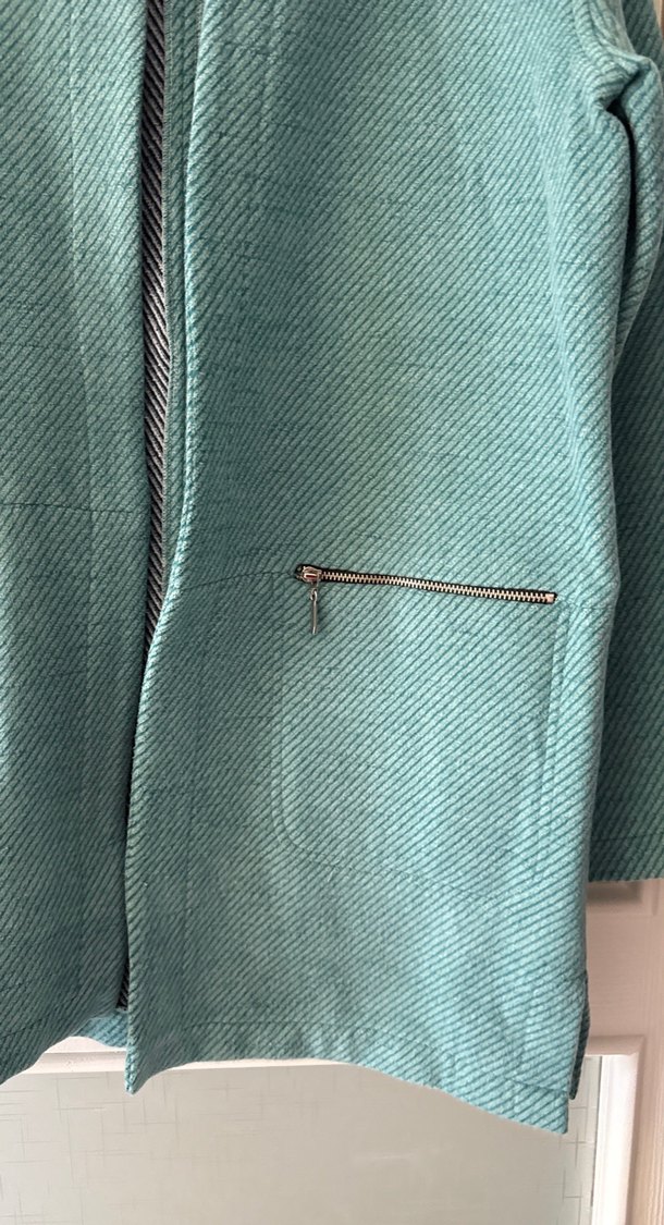 Turkuaz Fermuarlı Midi Kadın Kaban - Görsel 2