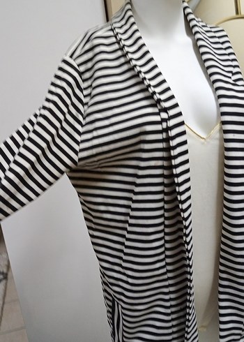 Çizgili, Piliseli Midi astarsız ceket - Görsel 2