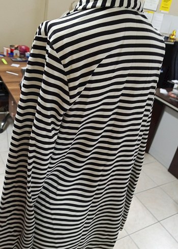 Çizgili, Piliseli Midi astarsız ceket - Görsel 4