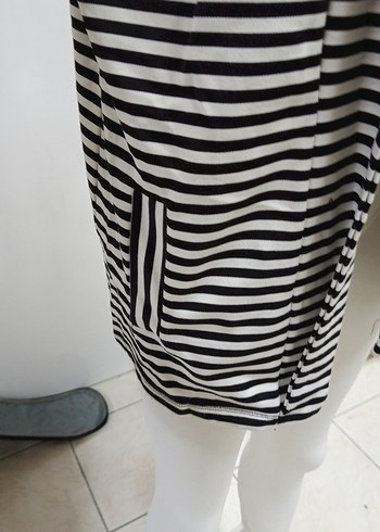 Çizgili, Piliseli Midi astarsız ceket - Görsel 3