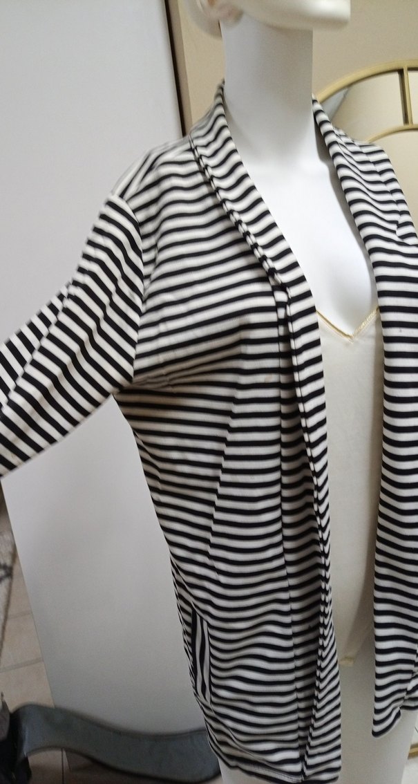 Çizgili, Piliseli Midi astarsız ceket - Görsel 2