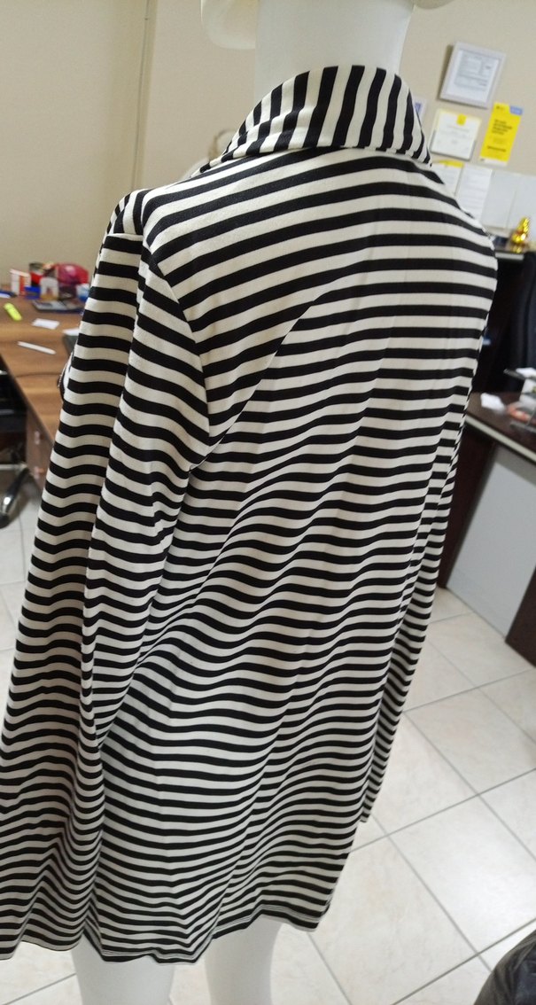 Çizgili, Piliseli Midi astarsız ceket - Görsel 4