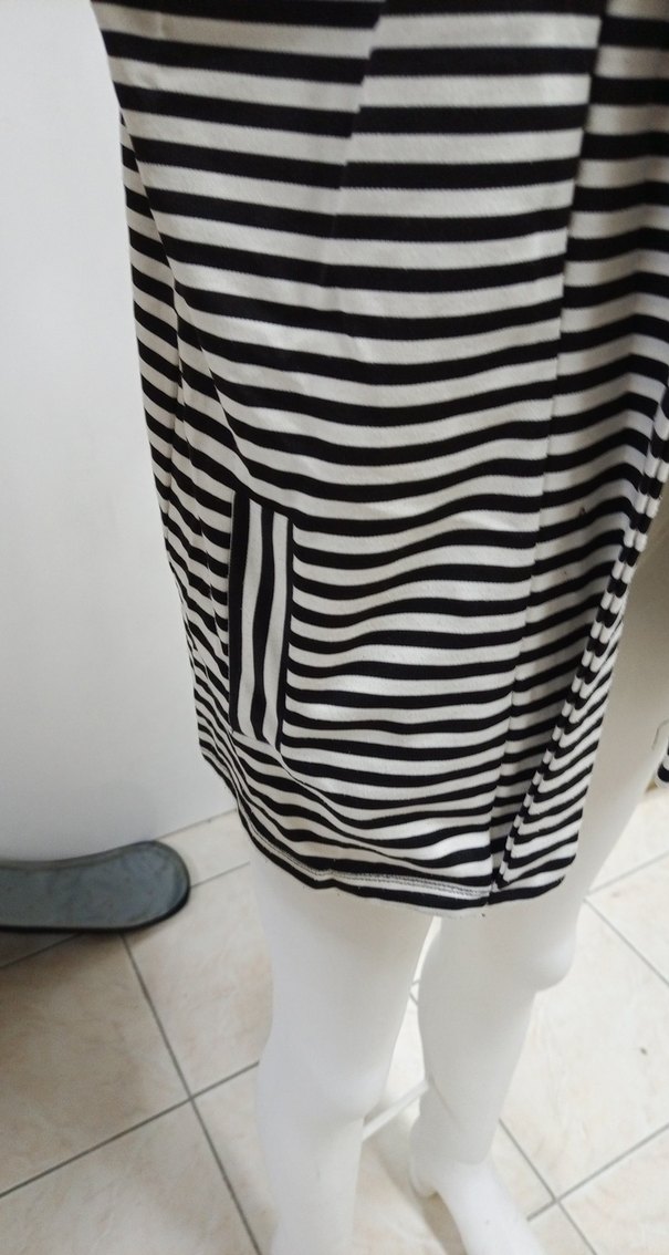 Çizgili, Piliseli Midi astarsız ceket - Görsel 3