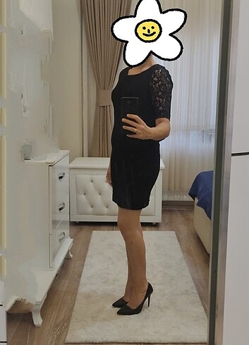 Vero moda kadın elbise siyah dantelli XS beden 