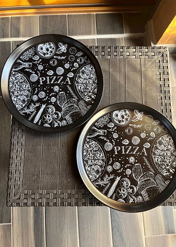 Siyah Baskılı Pizza Tabagı - Görsel 6