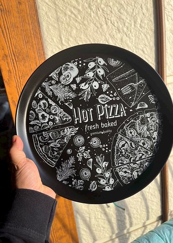 Siyah Baskılı Pizza Tabagı - Görsel 2