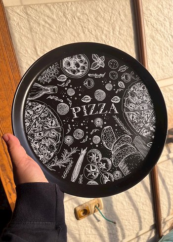 Siyah Baskılı Pizza Tabagı - Görsel 4
