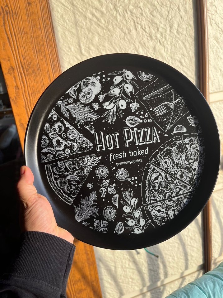 Siyah Baskılı Pizza Tabagı - Görsel 2