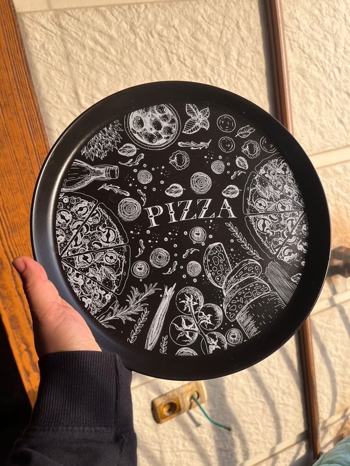 Siyah Baskılı Pizza Tabagı - Görsel 4