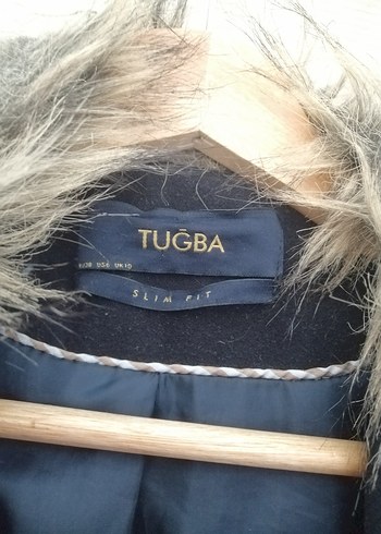 Lacivert Midi Kürklü Kaşe Kaban - Görsel 4