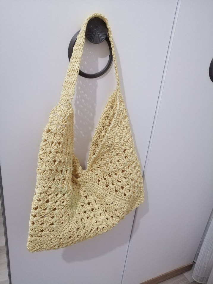 Bej Örgü Kadın Çanta Dantel Detaylı - Görsel 2