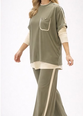 Kadın Haki Rahat Kesim 3lü takım - Görsel 2